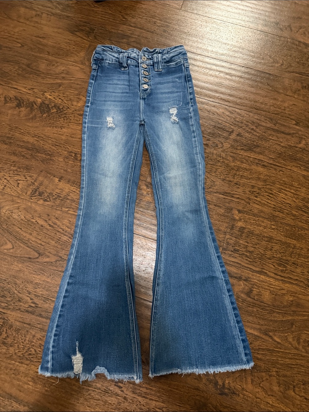 KanCan Medium Blue High-Rise Flare Jeans with Button Fly